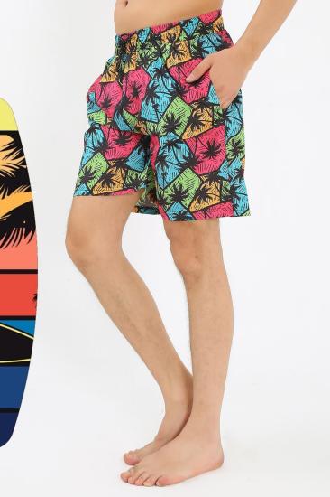 Hkursat Erkek Desenli Fermuar Cepli Deniz Şortu Siyah 27526