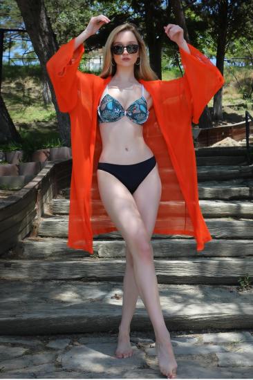 Hkursat Kadın Kimono Pareo Plaj Elbisesi Turuncu 38040