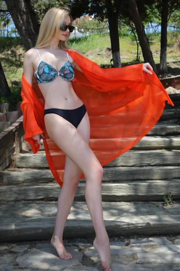 Hkursat Kadın Kimono Pareo Plaj Elbisesi Turuncu 38040