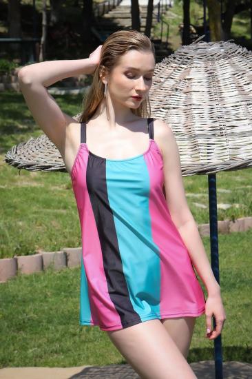 Hkursat Kadın Şortlu Tankini Elbise Mayo Pembe 36001