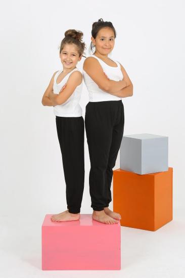 Hkursat Kız Çocuk Sıfır Kol Beyaz Penye Pijama Takım 20433