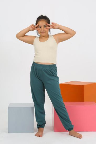 Hkursat Kız Çocuk Sıfır Kol Ten Rengi Penye Pijama Takım 20433