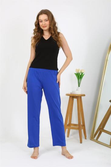 Hkursat Kadın Penye Düz Tek Alt Pijama 27538 Sax