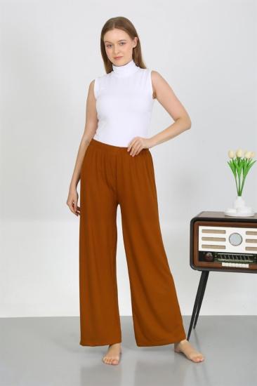 Hkursat Kadın Bürümcük Kumaş Hafif-Esnek Pantolon 210074 Kahve