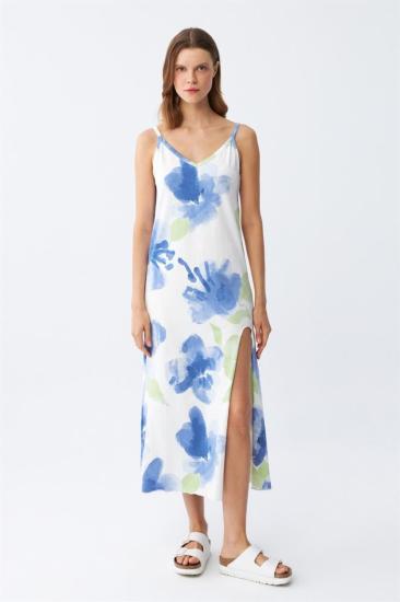 Hkursat İp Askılı Uzun Yırtmaçlı Penye Gecelik 90128