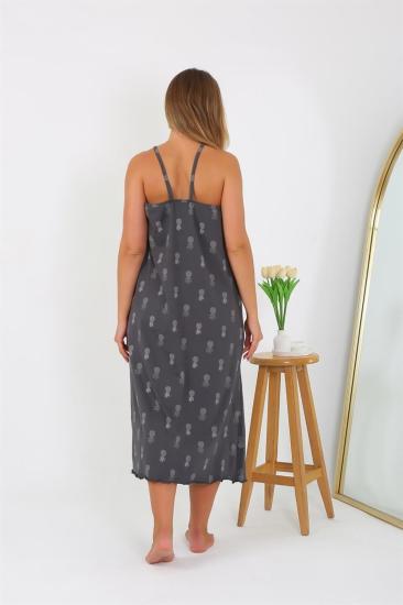 Hkursat Kadın Büyük Beden İp Askılı Uzun Gecelik 12112