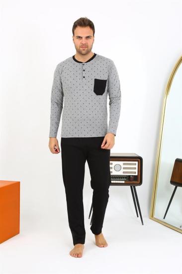 Hkursat Erkek Uzun Kol Penye Füme Pijama Takımı 6861