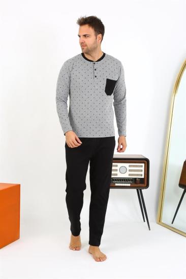 Hkursat Erkek Uzun Kol Penye Füme Pijama Takımı 6861