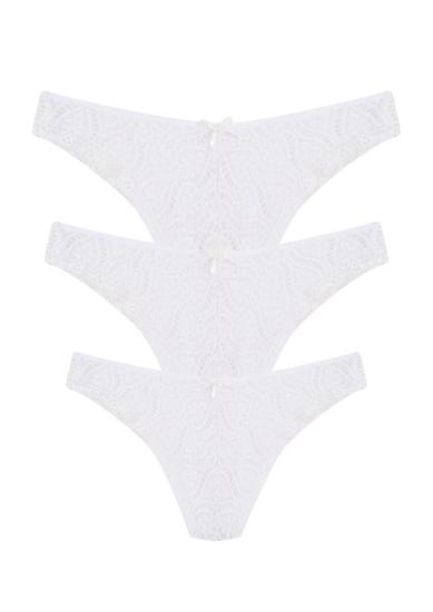 Hkursat Dantelli 3lü Tanga Külot Ekru 40256