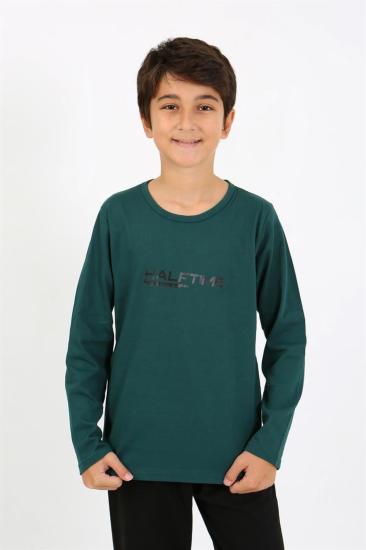 Hkursat Erkek Çocuk Uzun Kol Penye Pijama Takım 20437 ZümrütYeşili