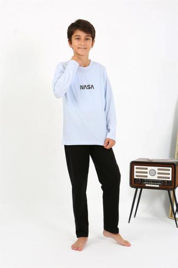 Hkursat Erkek Çocuk Uzun Kol Penye Pijama Takım 20437 BuzMavisi