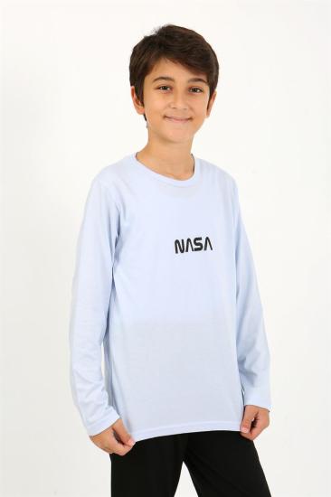 Hkursat Erkek Çocuk Uzun Kol Penye Pijama Takım 20437 BuzMavisi