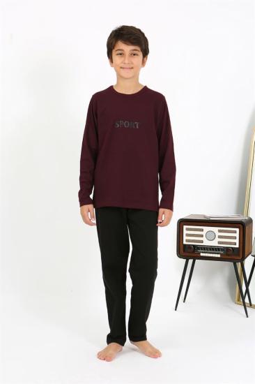 Hkursat Erkek Çocuk Uzun Kol Penye Pijama Takım 20437 Bordo