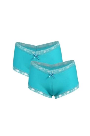 Hkursat Kadın Pamuklu 2li Boxer Turkuaz 40265