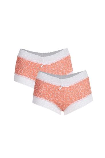 Hkursat Kadın Pamuklu 2li Boxer Somon 40266