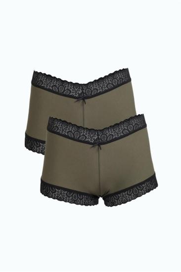 Hkursat Kadın Pamuklu 2li Boxer Haki 40277