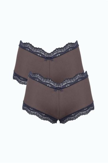 Hkursat Kadın Pamuklu 2li Boxer Kahve 40277