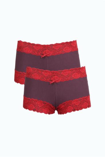 Hkursat Kadın Pamuklu 2li Boxer Mürdüm 40277