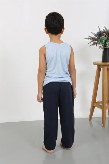 Hkursat Erkek Çocuk Sıfır Kol Penye Pijama Takım Mavi 20439