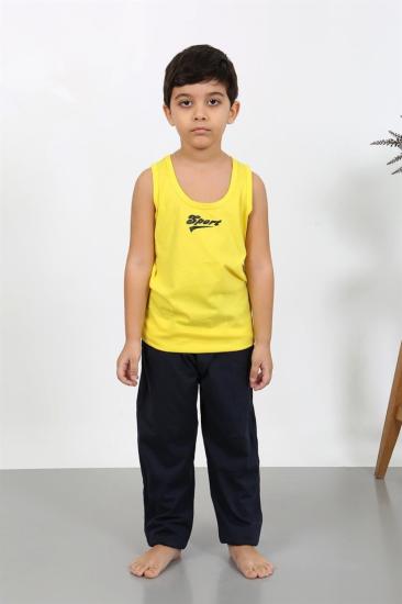 Hkursat Erkek Çocuk Sıfır Kol Penye Pijama Takım Sarı 20439