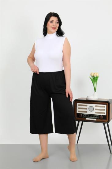 Hkursat Kadın Büyük Beden Bürümcük Kapri 27561Siyah