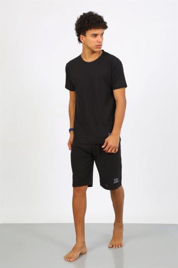 Hkursat Erkek Pamuk Lakost Alt Üst Kaprili Pijama Takım Siyah 6872