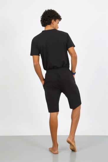 Hkursat Erkek Pamuk Lakost Alt Üst Kaprili Pijama Takım Siyah 6872