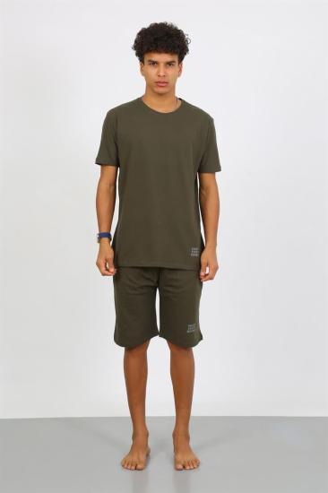 Hkursat Erkek Pamuk Lakost Alt Üst Kaprili Pijama Takım Haki 6872