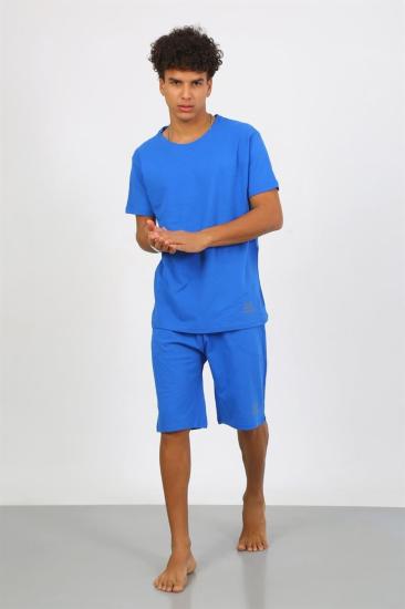 Hkursat Erkek Pamuk Lakost Alt Üst Kaprili Pijama Takım Saks 6872