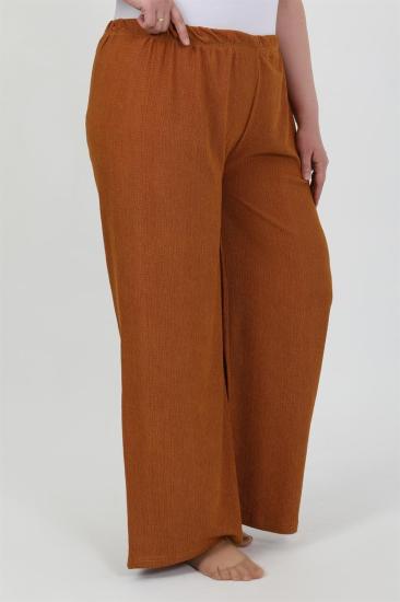 Hkursat Kadın Büyük Beden Bürümcük Pantolon 210076 Kremit