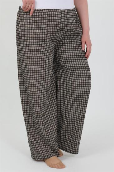 Hkursat Kadın Büyük Beden Bürümcük Pantolon 210076 Kahve