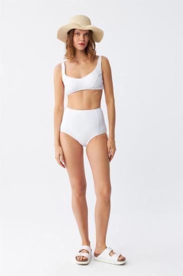 Hkursat Kadın Beyaz Pedli Yüksek Bel Bikini Takımı