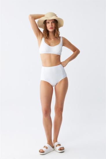 Hkursat Kadın Beyaz Pedli Yüksek Bel Bikini Takımı
