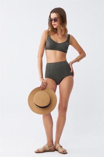 Hkursat Kadın Basic Haki Pedli Yüksek Bel Bikini Takımı