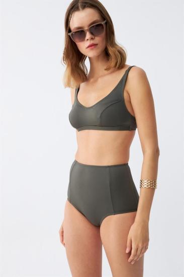 Hkursat Kadın Basic Haki Pedli Yüksek Bel Bikini Takımı