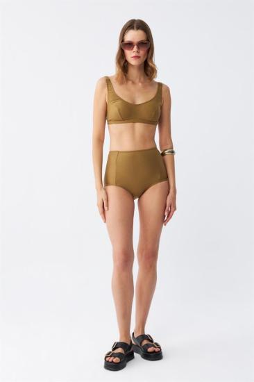 Hkursat Kadın Basic Hardal Pedli Yüksek Bel Bikini Takımı