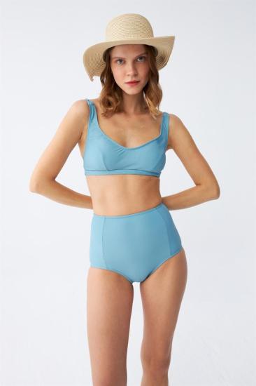Hkursat Kadın Basic Turkuaz Pedli Yüksek Bel Bikini Takımı