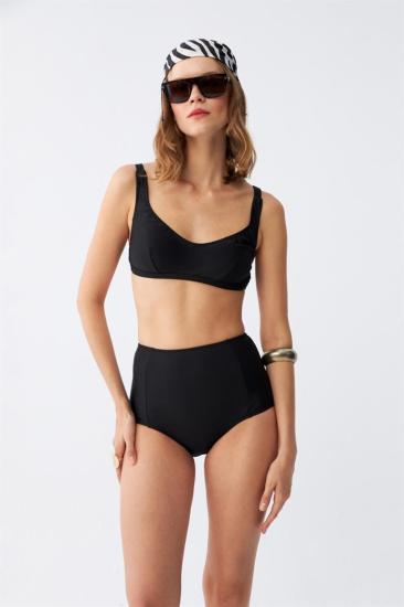 Hkursat Kadın Siyah Pedli Kare Yaka Yüksek Bel Bikini Takımı