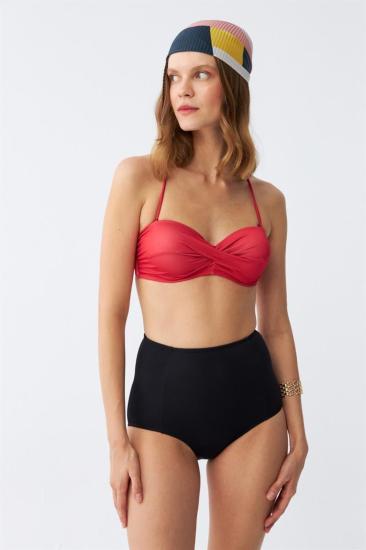 Hkursat Kadın Straplez Kırmızı Yüksek Bel Bikini Takımı