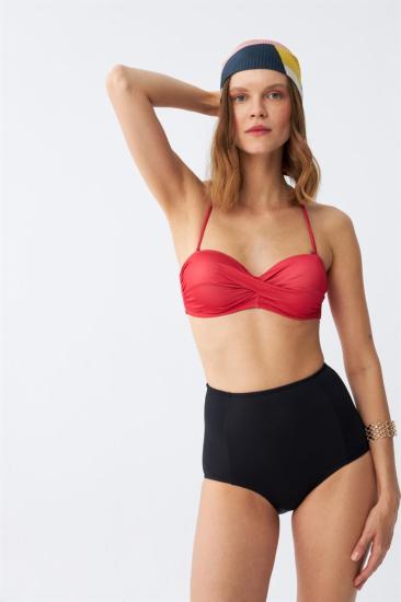 Hkursat Kadın Straplez Kırmızı Yüksek Bel Bikini Takımı