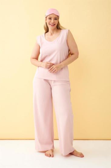 Hkursat Kadın Pembe Büyük Beden Penye Alt Üst Takım