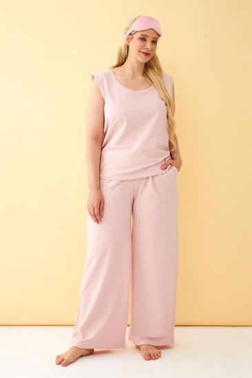 Hkursat Kadın Pembe Büyük Beden Penye Alt Üst Takım