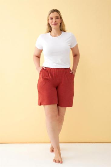 Hkursat Kadın Kiremit Rengi Rahat Kalıp Cepli Şort