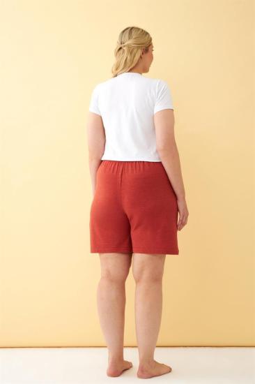 Hkursat Kadın Kiremit Rengi Rahat Kalıp Cepli Şort