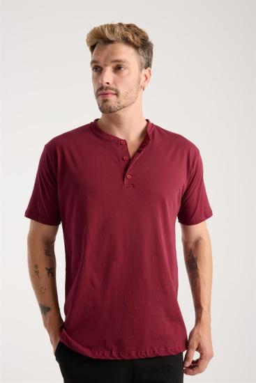 Hkursat Erkek Bordo Düğmeli Yaka Kısa Kol Pijama Takımı