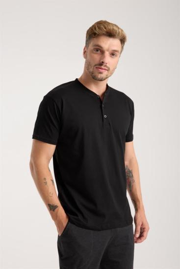 Hkursat Erkek Füme Düğmeli Yaka Kısa Kol Pijama Takımı