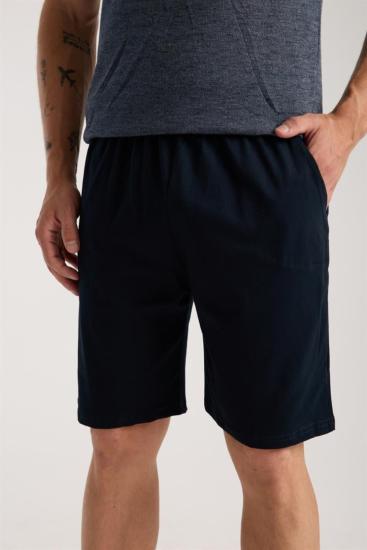 Hkursat Erkek Lacivert Sıfır Yaka Kısa Kol Şortlu Pijama Takımı