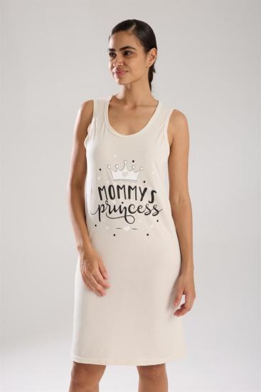 Hkursat Kadın Kalın Askılı Penye Gecelik Ekru