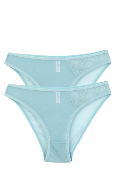Hkursat Kadın Mavi Dantel Detaylı Transparan 2’li Slip