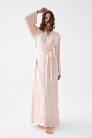 Hkursat Kadın Uzun Pembe Penye Sabahlık
